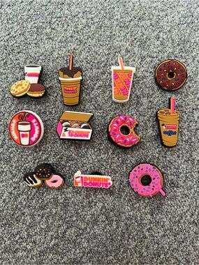 CROCS Dunkin' Donuts Pink & Brown Shoe Charms Set